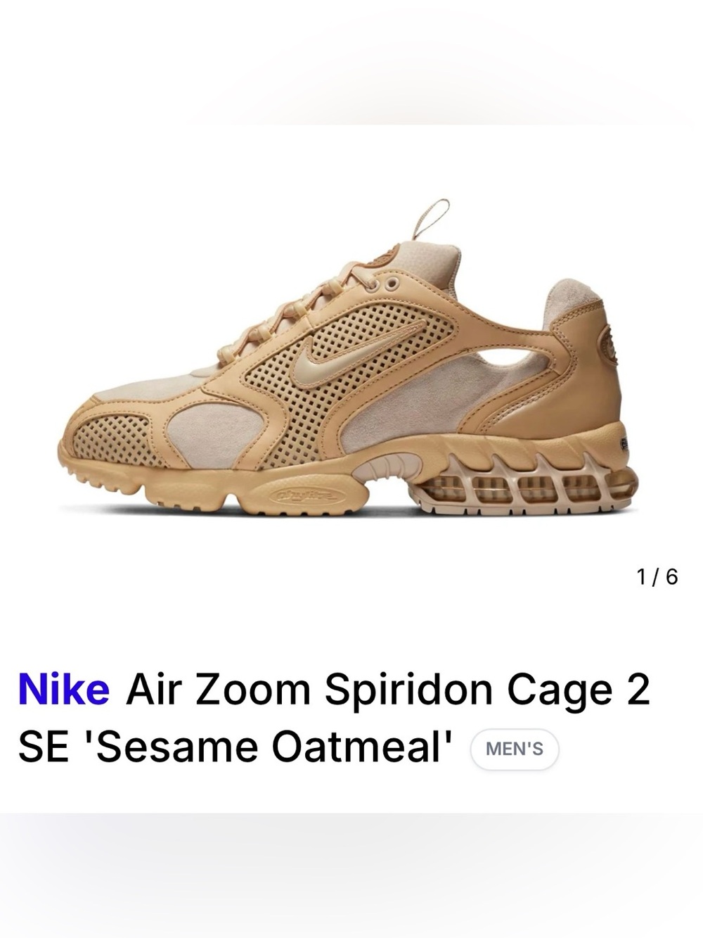Nike Men’s Air Zoom Spiridon Cage 2 — Sesame Oatmeal Tan